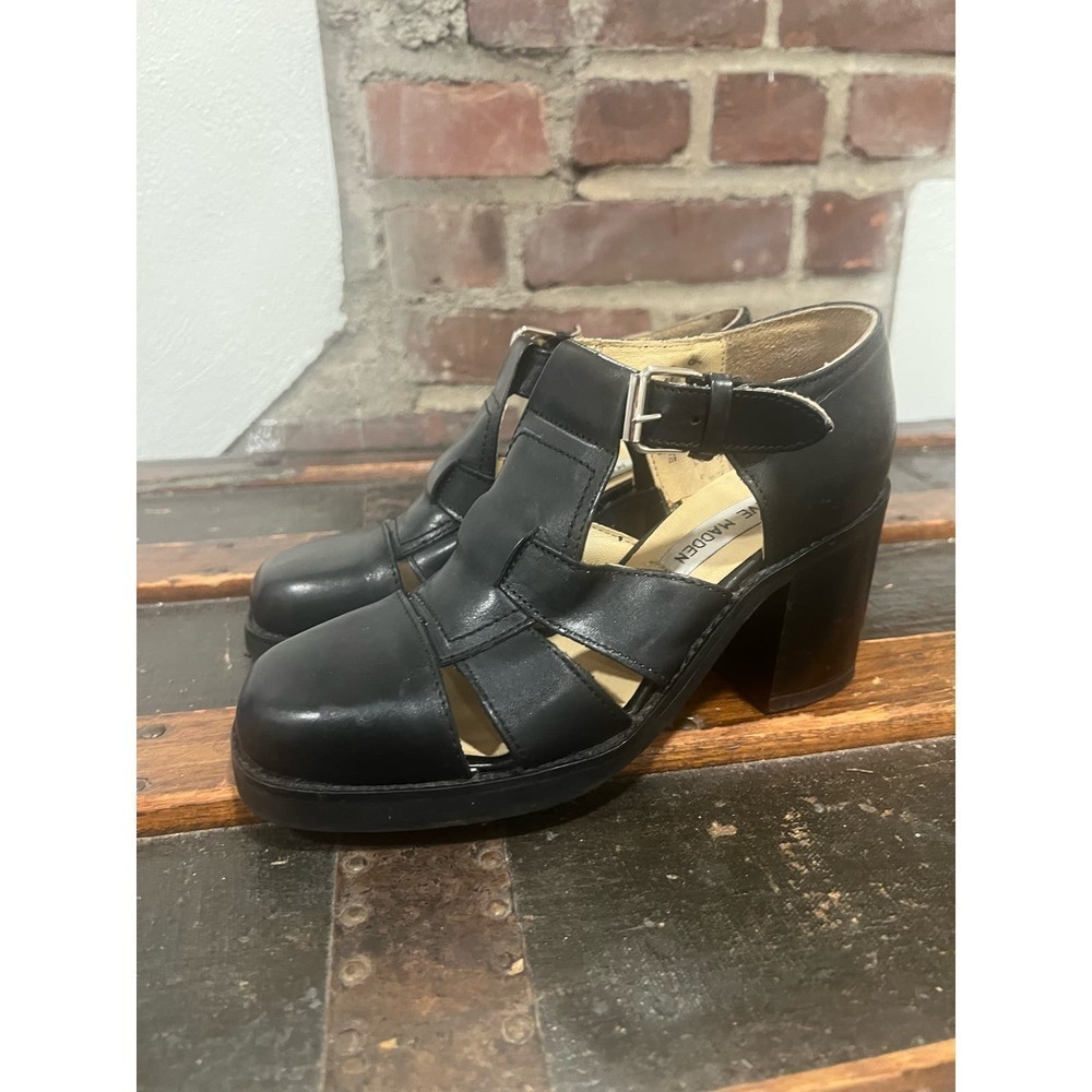 Steve Madden Leather Heeled Fisherman Sandals - Grunge Academia Retro 90s Y2K 6 - Picture 6 of 9